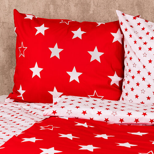 4Home Pościel bawełniana Stars red, 160 x 200 cm, 70 x 80 cm