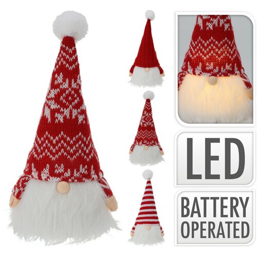 Balum világító LED-es törpe piros sapkával, 23 cm