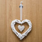 StarDeco Závěsná dekorace Proutěné srdce bílá, 25 cm