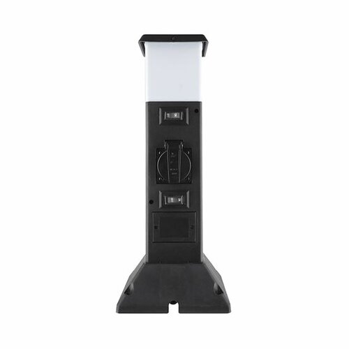 Solight PG05 Záhradný stĺpik IP44 s LED osvetlením, plast, 2 zásuvky, hranol, čierna