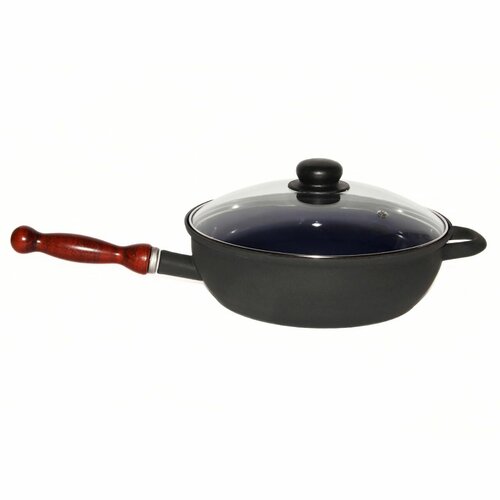 Sfinx Tigaie smaltată cu capac și mâner din lemnBSE, 26 cm, 2,8 l