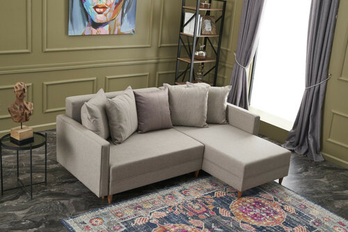 Eckklappsofa Bett Aydam Right Cream