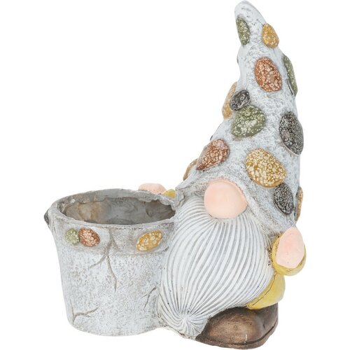 Doniczka ogrodowa z krasnalem, poliresin, 30 x 19 x 35,5 cm