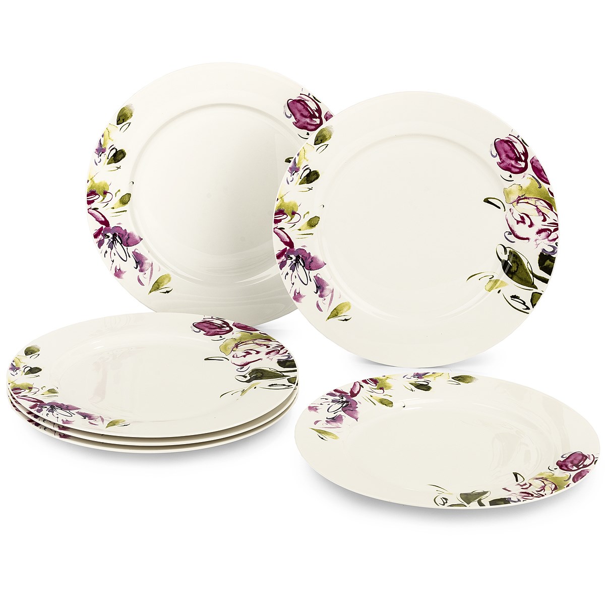 Verso 6dílná sada plochých talířů Clasico Floral, 27 cm