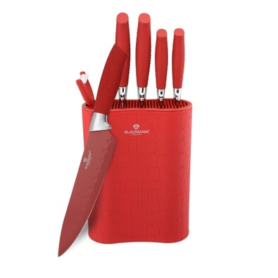 Blaumann 7-częściowy zestaw noży w stojaku Red Crocodile Line