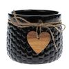 Recipient ceramic de ghiveci Wood heart, negru,9,5 x 12,5 cm