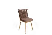 Set de scaune de sufragerie Kusakli Light Brownand Gold, 4 buc.