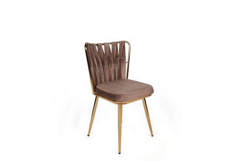 Set de scaune de sufragerie Kusakli Light Brownand Gold, 4 buc.