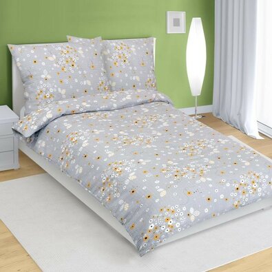 Bellatex Крепове постільна білизна Kytička сіра,140 x 200 см, 70 x 90 см