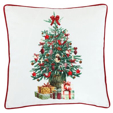 Kissen mit Füllung, Weihnachtsmotiv „Geschenke“, 45 x 45 cm, Weiß