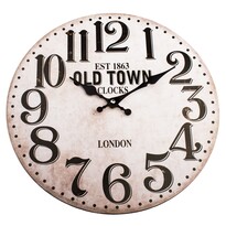 Drewniany zegar ścienny Old town clock, śr. 34 cm