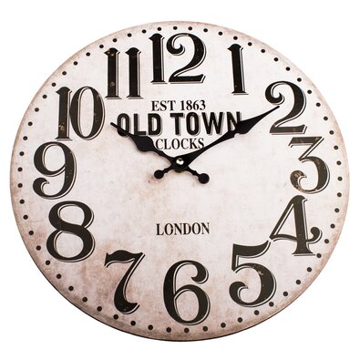 Drevené nástenné hodiny Old town clock, pr. 34 cm