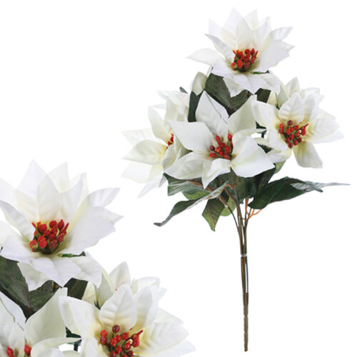 Künstlicher Blumenstrauß „Weihnachtsrosen“, weiß, 43 cm
