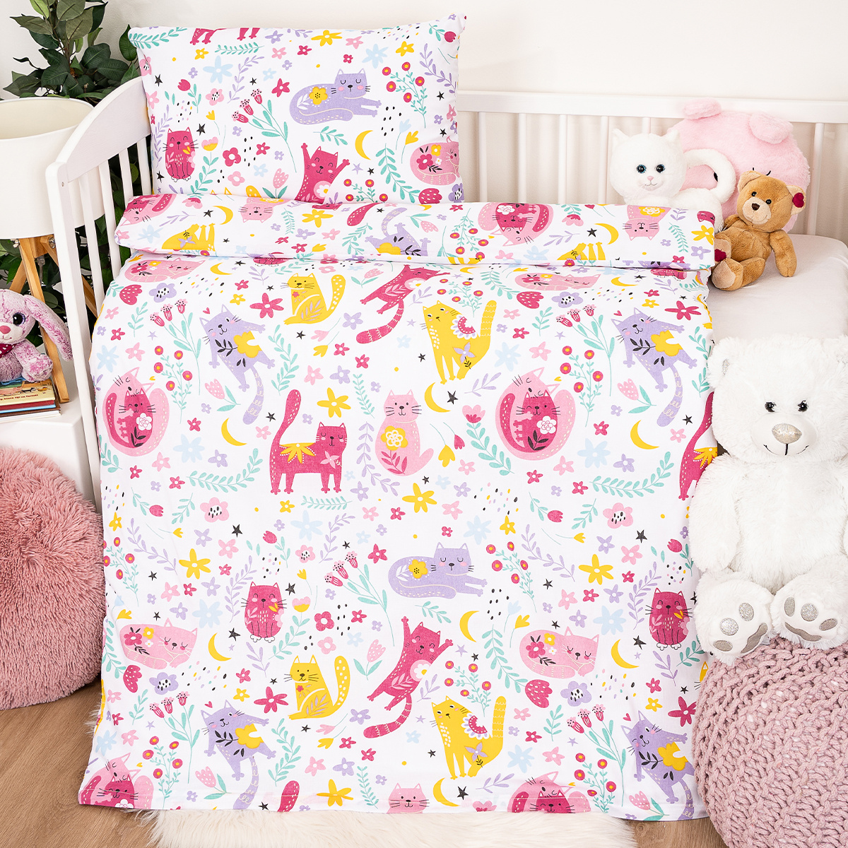 4Home Dětské bavlněné povlečení do postýlky Playful Paws, 100 x 135 cm, 40 x 60 cm