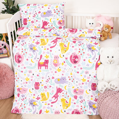 4Home Kinderbettwäsche aus Baumwolle Playful Paws, 100 x 135 cm, 40 x 60 cm