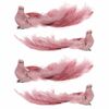 Păun roz cu clemă, 25 x 8 x 6 cm, set de 4 bucăți