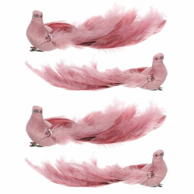 Рожевий павич із затискачем, 25 x 8 x 6 см, набір з 4 штук