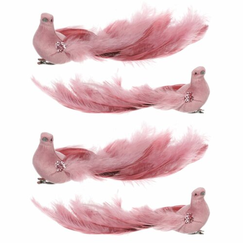 Różowy paw z klipsem, 25 x 8 x 6 cm, zestaw 4 szt.