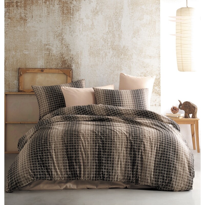 BedTex Bawełniana pościel Oberon brązowa, 220 x200 cm, 2 szt. 70 x 90 cm