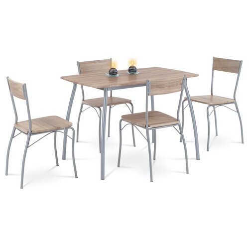 Jedálenský set HANS so 4 stoličkami, 110 x 70 x 77cm, dub Sonoma