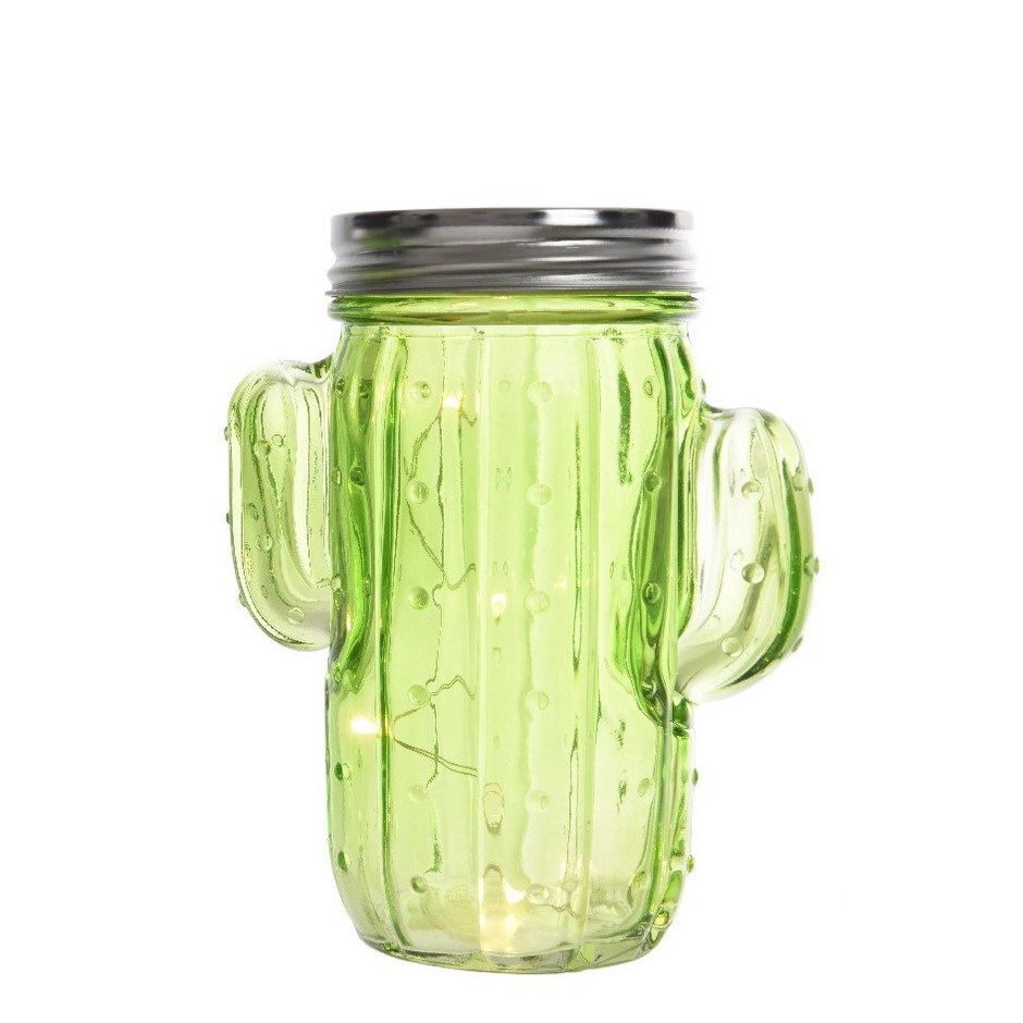 LED dekorácia Kaktus svetlozelená, 14,5 cm