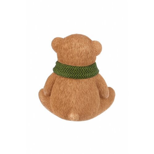 Dekoracja Niedźwiedź z zielonym szalikiem, żywicapoliestrowa, 10 cm