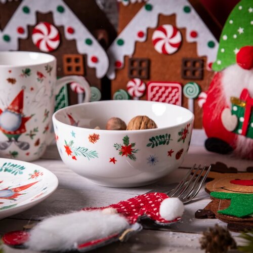 Bol de porțelan Altom Winter Gnomes 14 cm, 600 ml