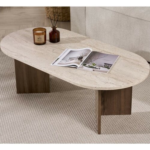 Konferenční stolek Sable - Travertine, Venezia Walnut