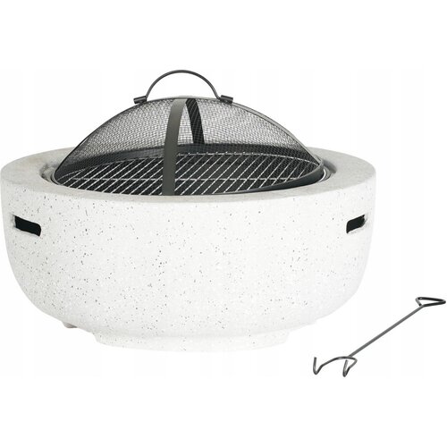 Vrtno ognjišče s pokrovom belo, premer 60 x 42 cm