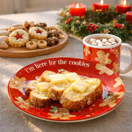 Kinderset aus Tasse und Teller Cookies