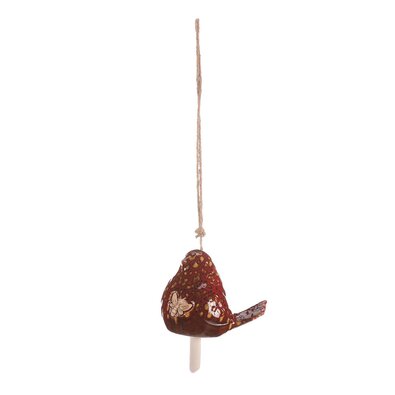 Keramični obesni zvonček Ptáček, rjava, 13 x 45 x9 cm