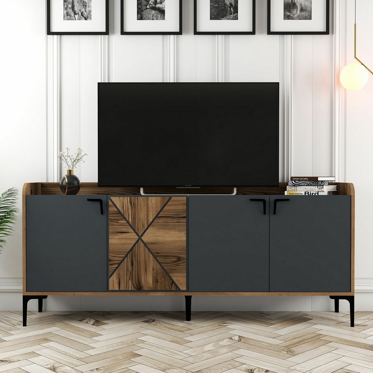 Skrinka Venedik Walnut and Anthracite