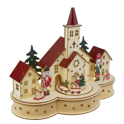 Sat de Crăciun luminos cu tren în mișcare, 30 x 14 x 21 cm, LED