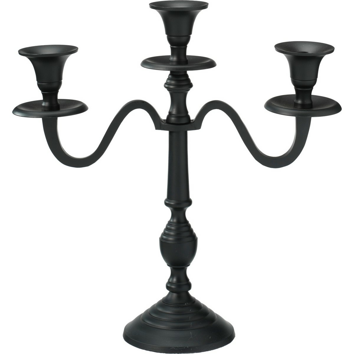 Kovový svietnik 3ramenný 29x10x30 cm, farba čierna, dekor 2