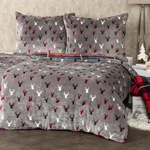 4Home Pościel mikroflanela Krata czerwony, 140 x 220 cm, 70 x 90 cm