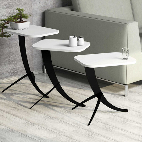 Skladací stôl Pion White, 3 ks