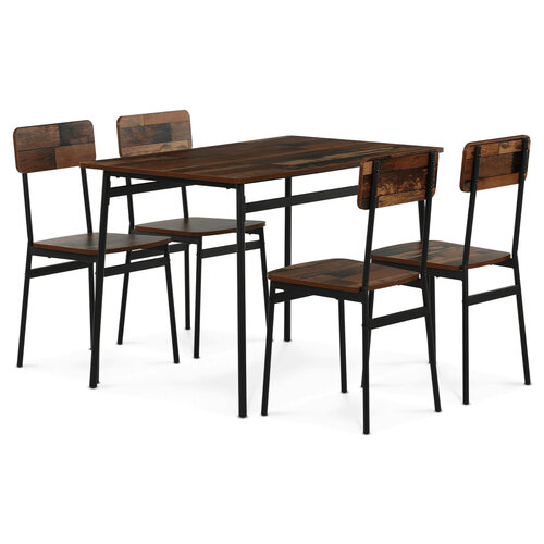 Jídelní set pro 4 osoby CORE Old Wood, černá konstrukce