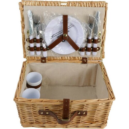 Arôme Coș de picnic pentru 4 persoane Natur, 40 x28 x 20 cm