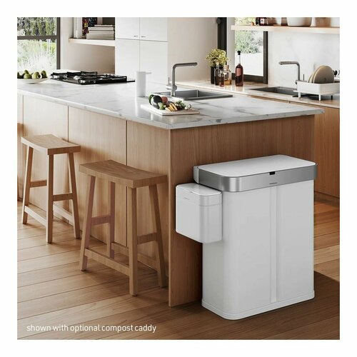 Simplehuman Obdĺžnikový bezdotykový kôš s hlasovým a pohybovým ovládaním 34 + 24 l, biela