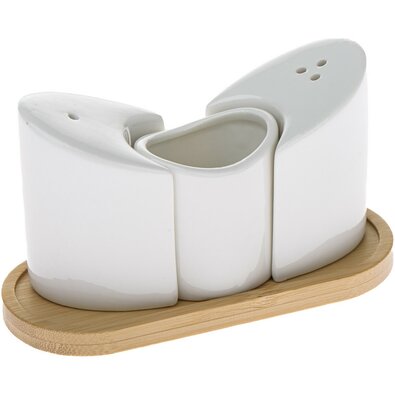 Porcelánová soľnička a korenička s podtáckou Krídla