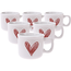 Komplet 6 keramičnih skodelic Heart II, 90 ml,rdeče