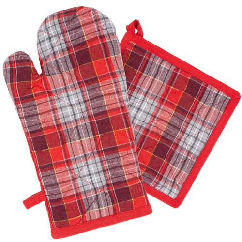 Home Elements Kuhinjska prijemalka z magnetom inpodstavek Káro rdeče-siva