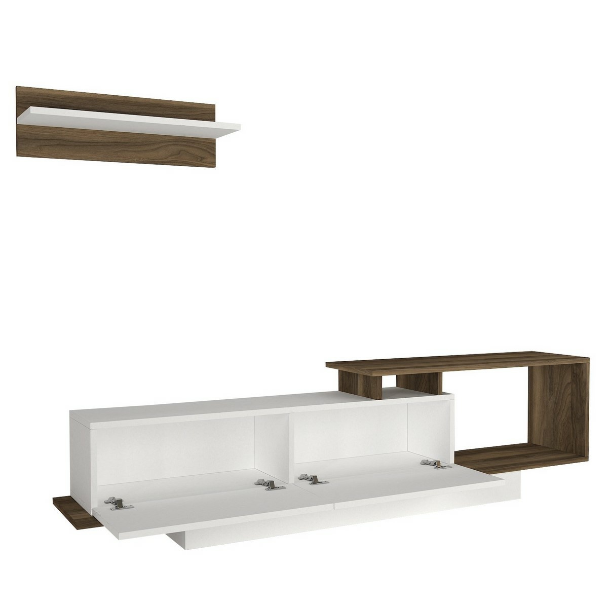 Televízny stolík s policou Asos White and Walnut