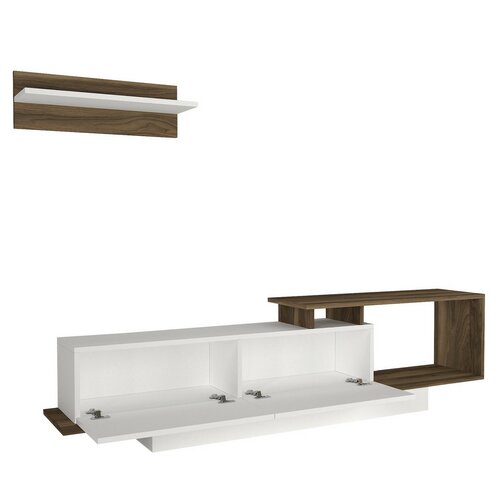 Televízny stolík s policou Asos White and Walnut