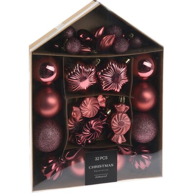 Set de decorațiuni de Crăciun Burgundia festive,32 buc