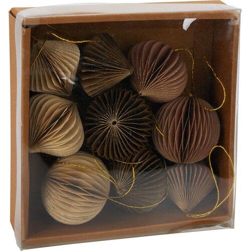 Набір 9 шт. різдвяних прикрас Ornaments, бежево-коричневий, 6 см, стільниковий