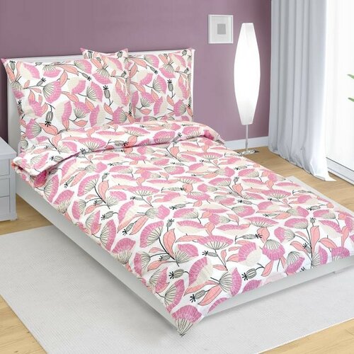Bellatex Krepp-Bettwäsche Fächer Rosa, 140 x 200cm, 70 x 90 cm