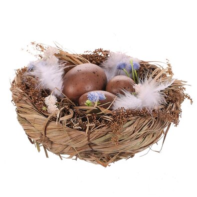 Dekoracje wielkanocne Jajka w gniazdku, brązowe,15 x 15 x 8 cm