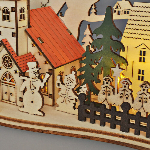 Solight LED Weihnachtsstadt mit Kirche, 30 x 19cm, 2x AAA