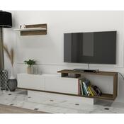 Asos White and Walnut TV-szekrény polccal